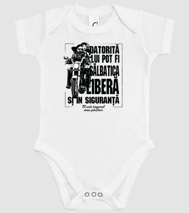 datorită lui pot fi sălbatică, liberă și în siguranță - el este îngerul meu păzitor model alb pe tricou