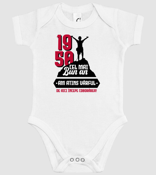 1950 cel mai bun an. Am atins vârful, de aici începe coborârea. model alb pe tricou