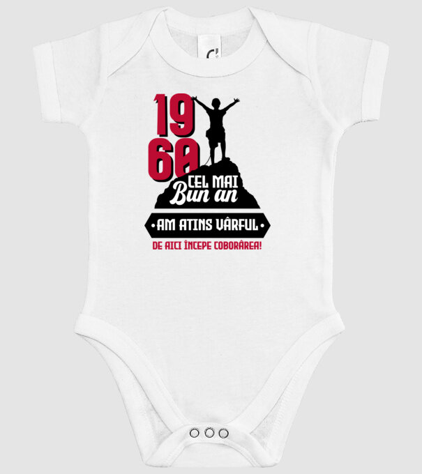 1960 cel mai bun an. Am atins vârful, de aici începe coborârea. model alb pe tricou