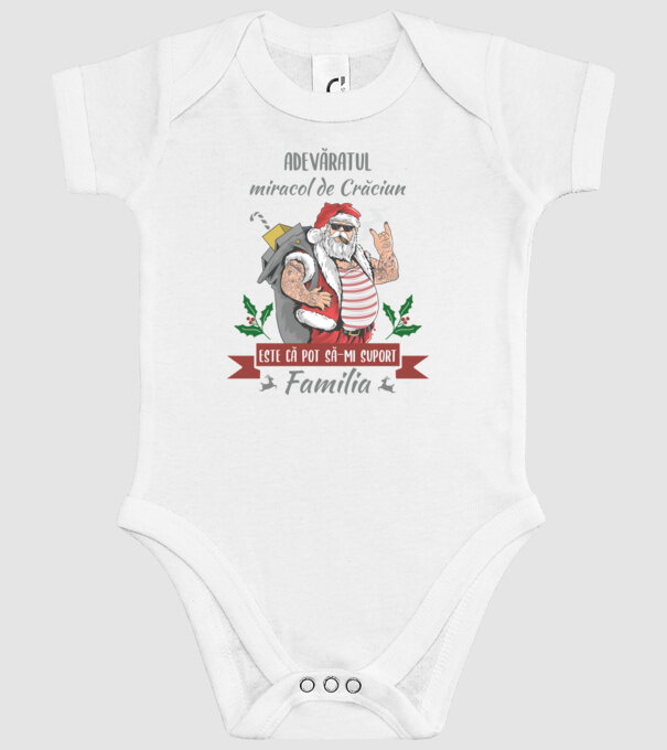 adevăratul miracol de Crăciun este că pot să-mi suport familia model alb pe tricou