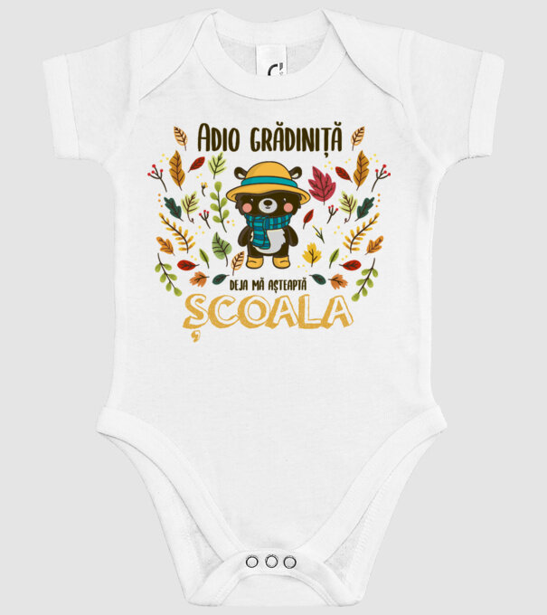 Adio grădiniță, acum sunt deja școlar model alb pe tricou