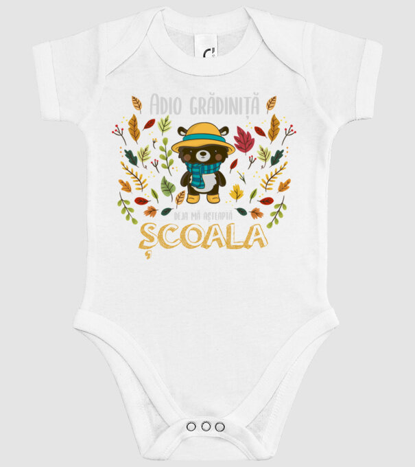 Adio grădiniță, acum sunt deja școlar model alb pe tricou