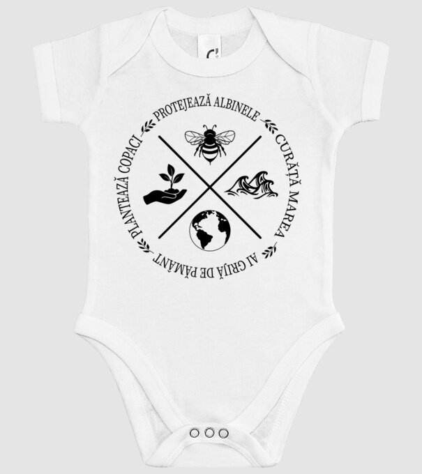 Ai grijă de Pământ model alb pe tricou