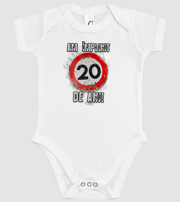 Am împlinit 20 de ani! model alb pe tricou