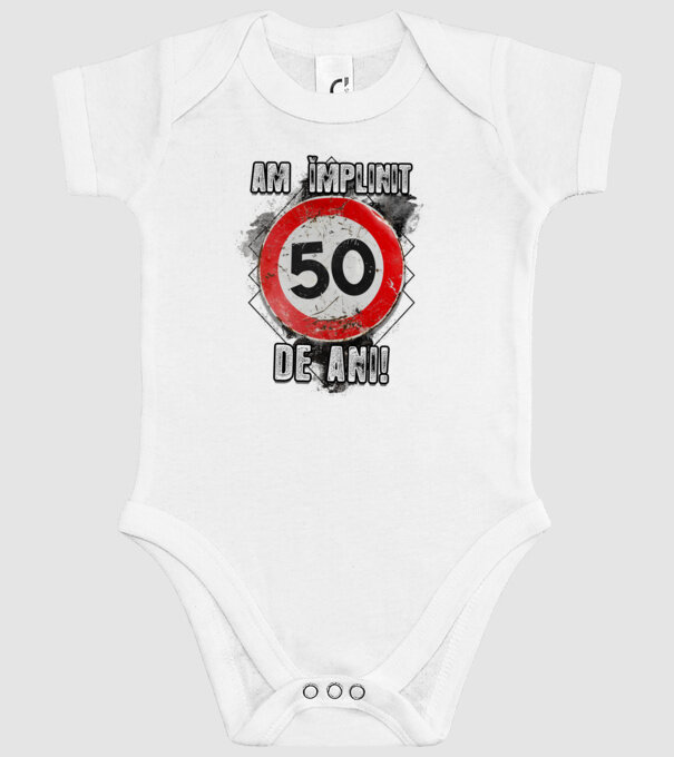 Am împlinit 50 de ani! model alb pe tricou