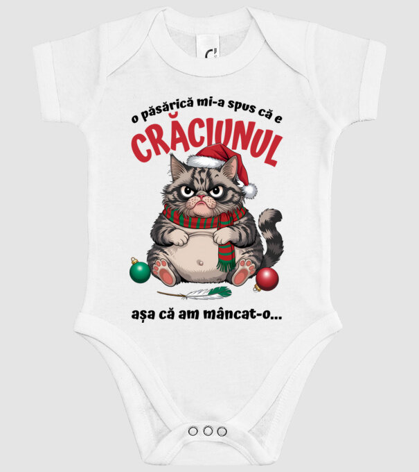 Am mâncat pasărea Crăciun pisică Alb model alb pe tricou