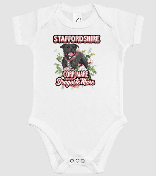 american staffordshire terrier - corp mare, dragoste mare model alb pe tricou