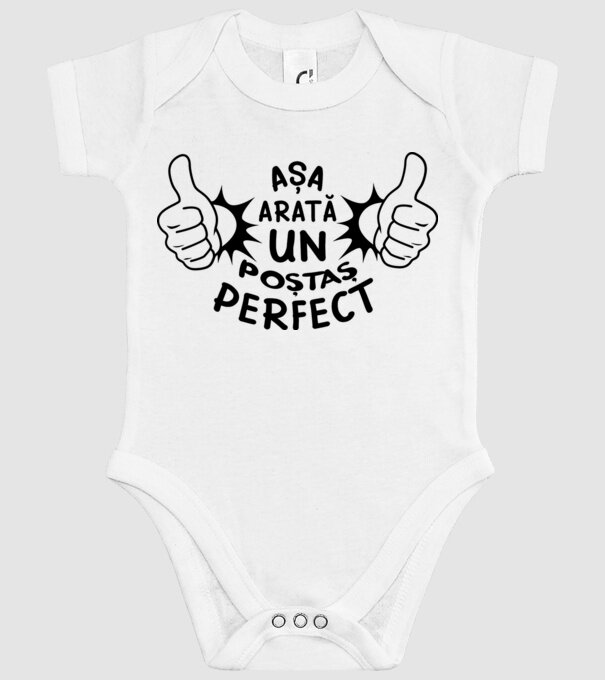 Așa arată un poștaș perfect model alb pe tricou