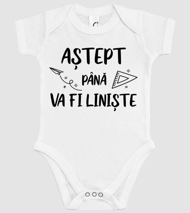 Aștept până va fi liniște model alb pe tricou