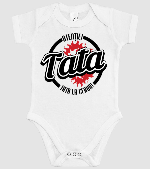 Atenție! Tata la ceaun! model alb pe tricou