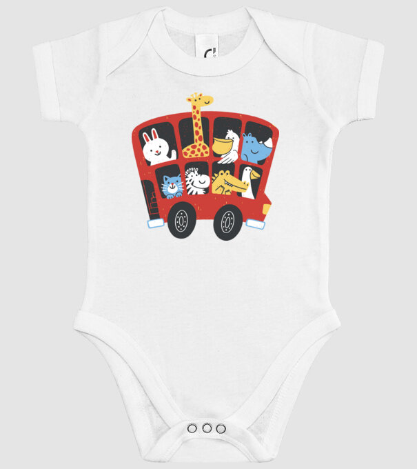 Autobuze model alb pe tricou