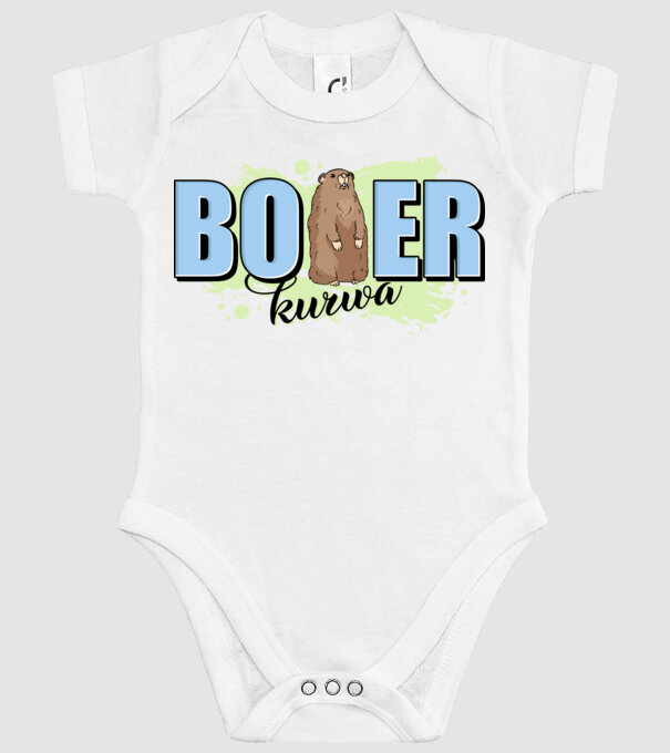 Bober Kurwa model alb pe tricou