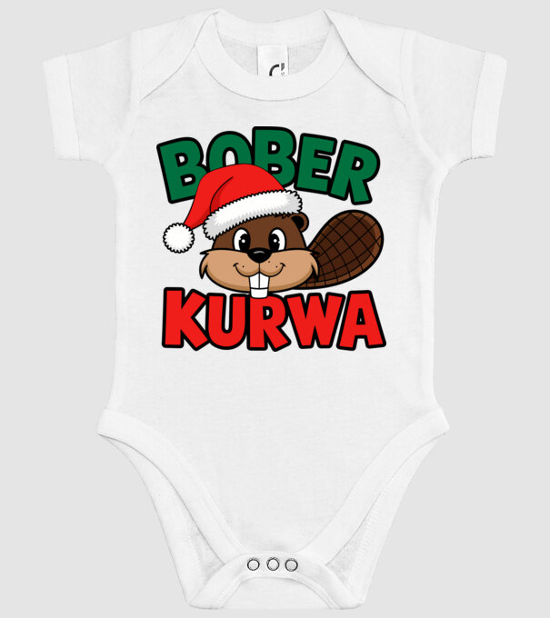 Bober kurwa xmas model alb pe tricou
