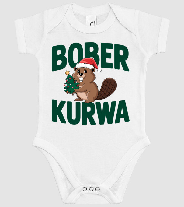Bober kurwa xmas model alb pe tricou