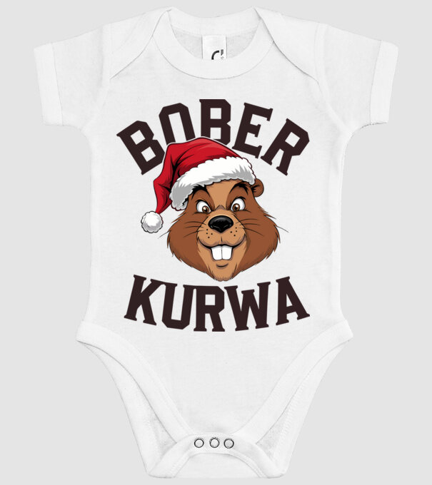 Bober kurwa xmas model alb pe tricou