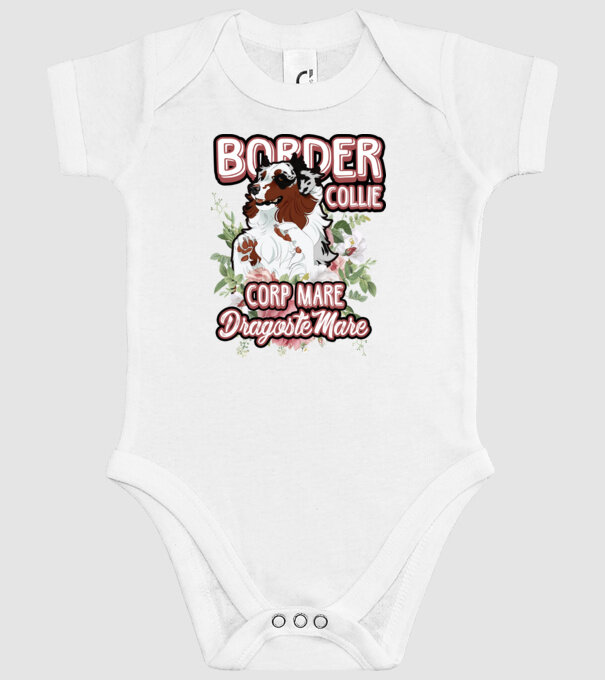 border collie - multă blană multă dragoste model alb pe tricou