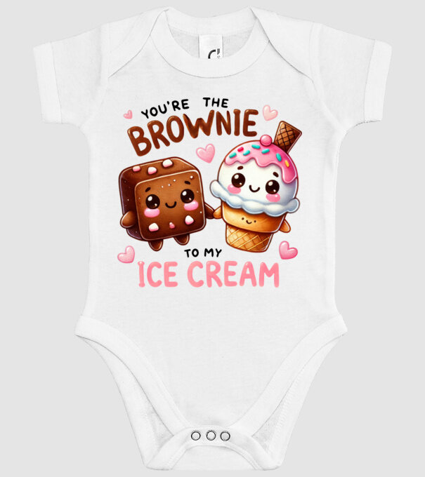 Brownie to my Ice Cream model alb pe tricou