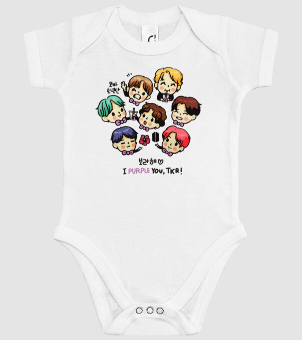 BTS chibi model alb pe tricou