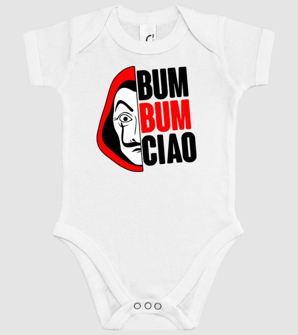 bumbum ciao money heist model alb pe tricou