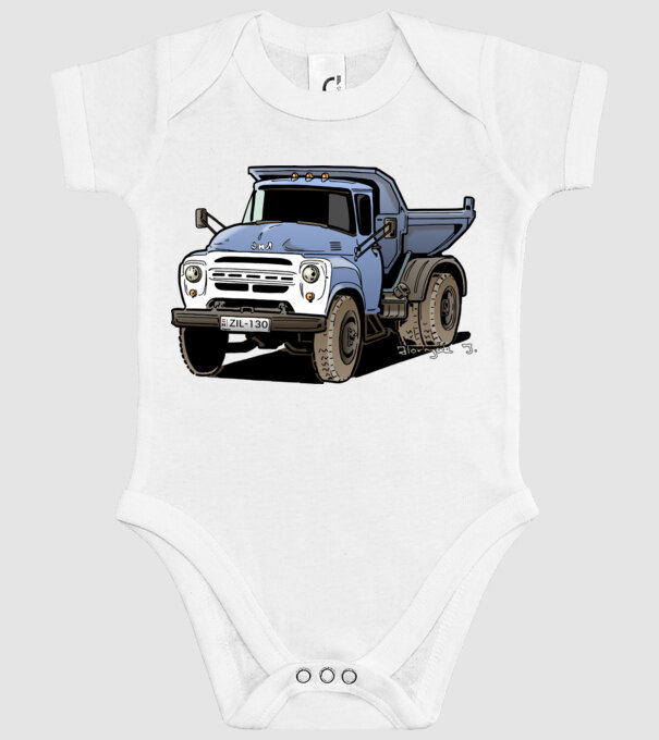 Camioane model alb pe tricou