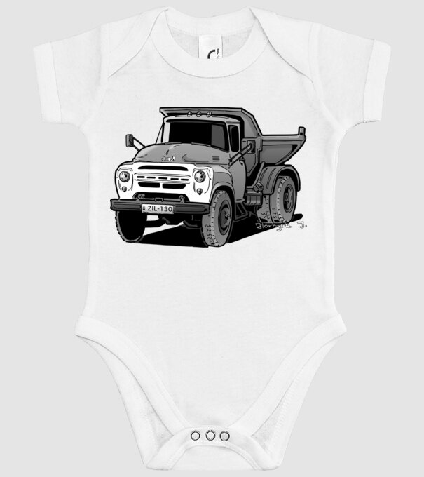 Camioane model alb pe tricou