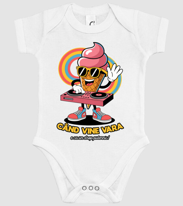 Când vine vara, e ca un drop puternic! model alb pe tricou