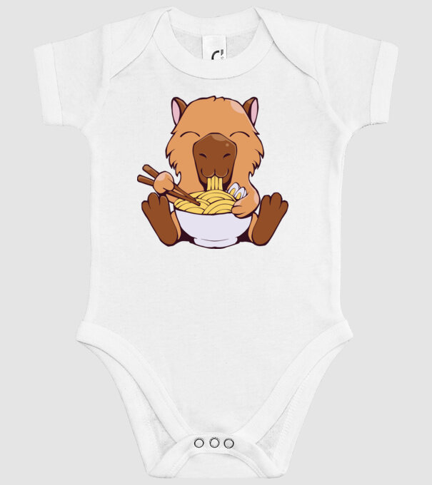 Capibară Ramen model alb pe tricou