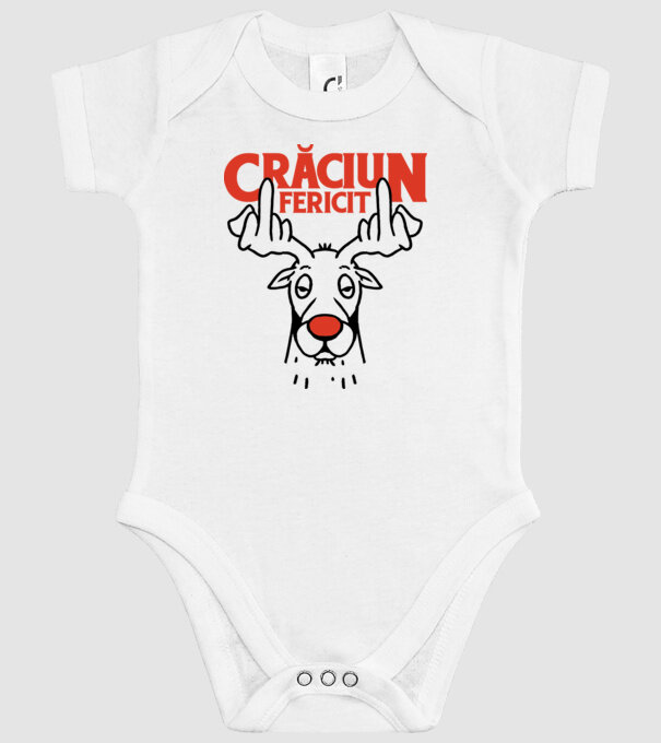Căprioară de Crăciun antisocială model alb pe tricou