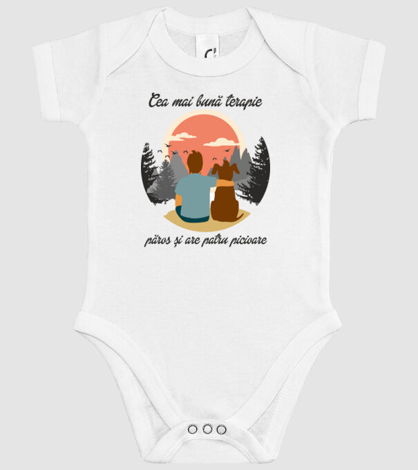 cea mai bună terapie - păros și are patru picioare model alb pe tricou