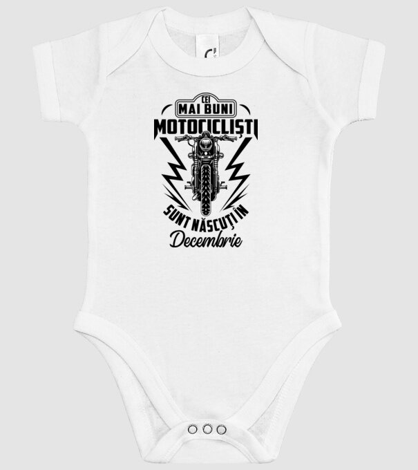 Cei mai buni motocicliști sunt născuți în Decembrie model alb pe tricou
