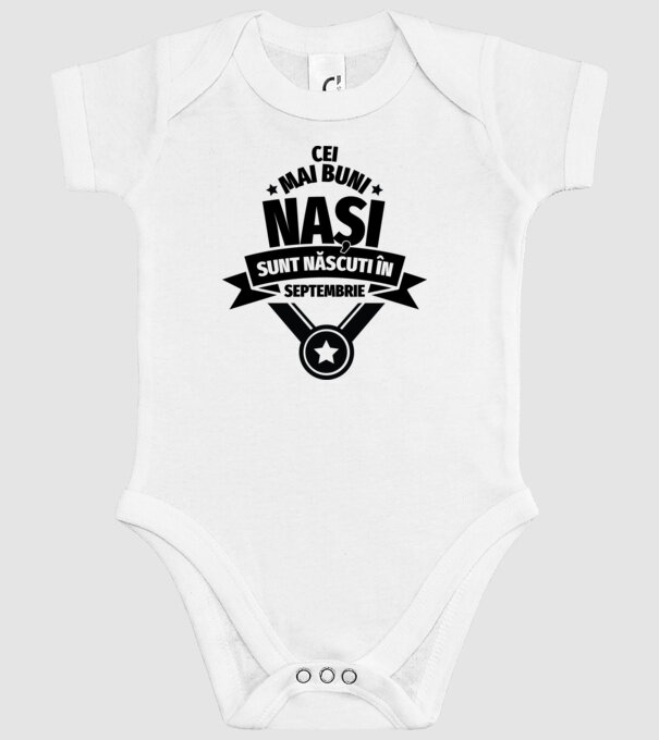 Cei mai buni nași sunt născuți în septembrie. model alb pe tricou