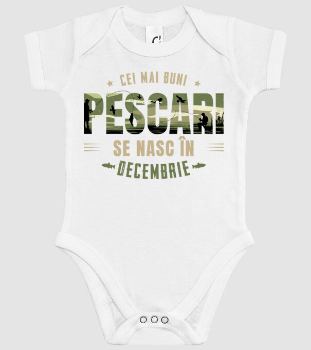 Cei mai buni pescari se nasc în decembrie model alb pe tricou