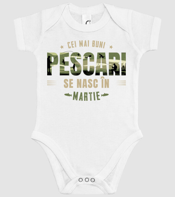 Cei mai buni pescari se nasc în martie model alb pe tricou