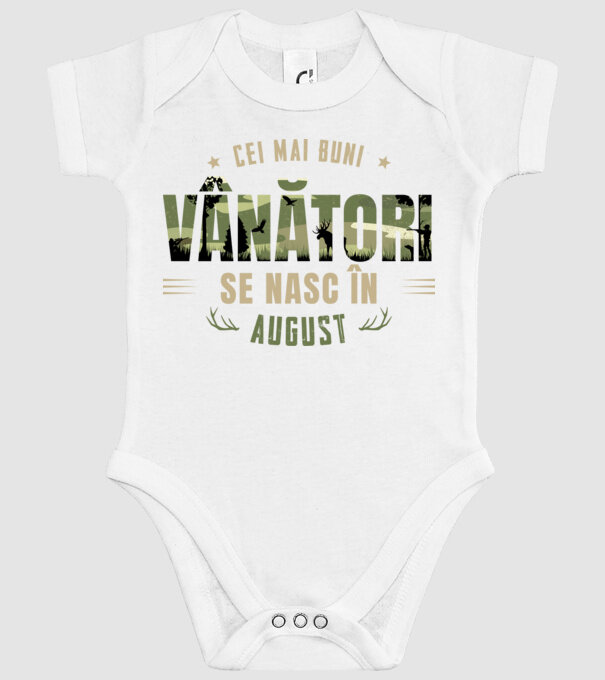 Cei mai buni vânători se nasc în august model alb pe tricou