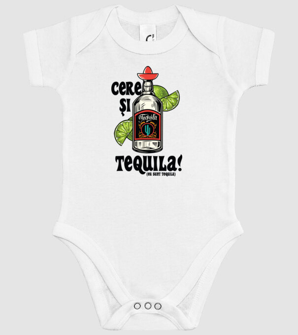cere și tequila! (eu sunt tequila) model alb pe tricou