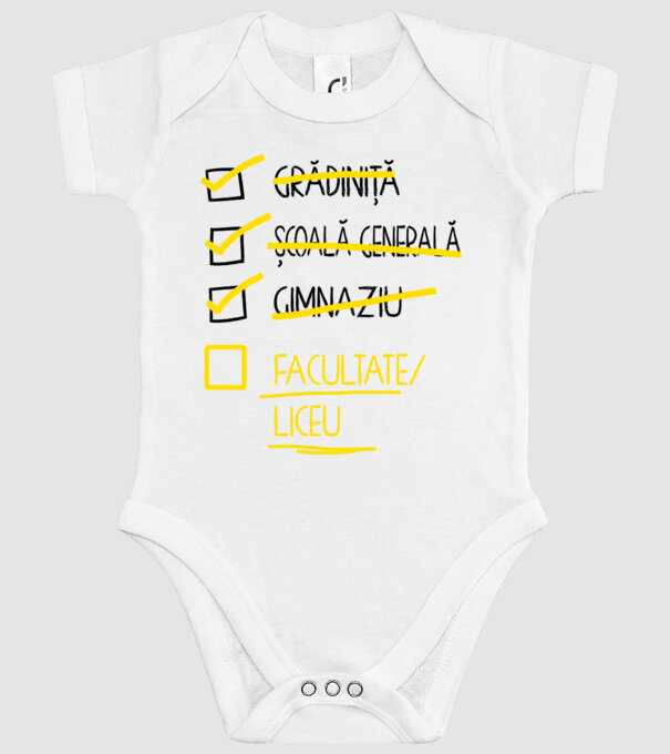 Cheklist educație - Gimnaziu alb model alb pe tricou