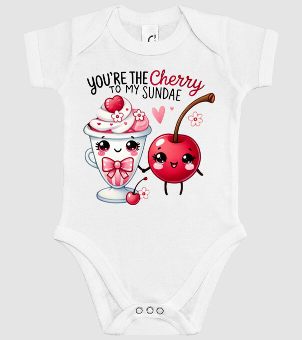 Cherry to my Sunday model alb pe tricou