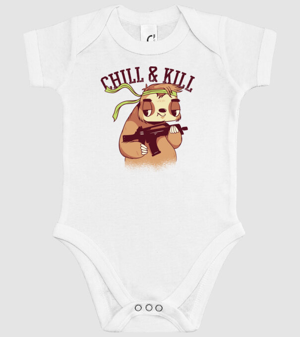 chill and kill model alb pe tricou