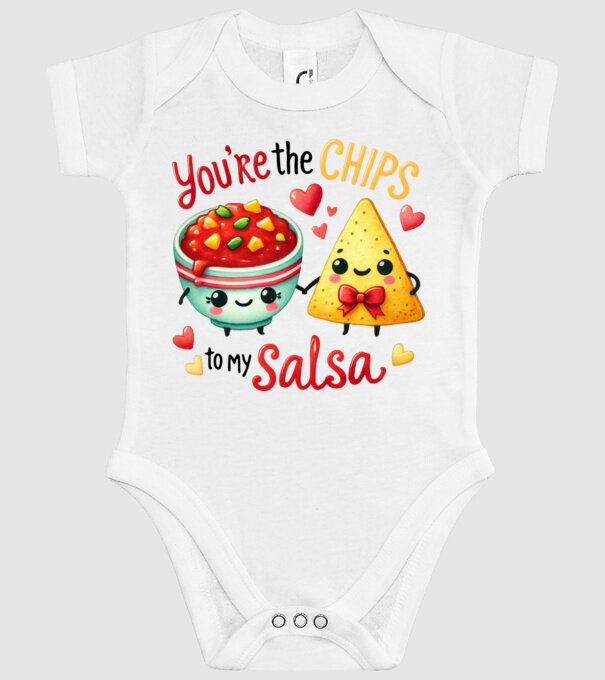 Chips to my Salsa model alb pe tricou