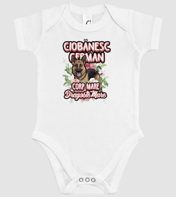 ciobănesc german - corp mare, dragoste mare model alb pe tricou