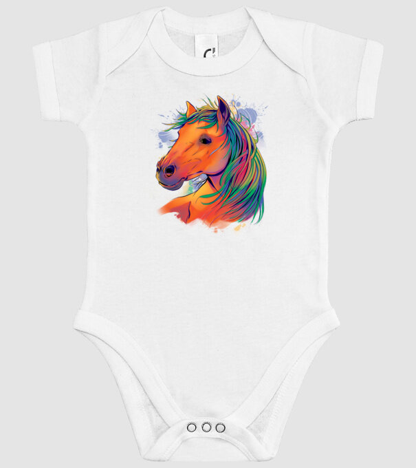 Colorful Horse model alb pe tricou