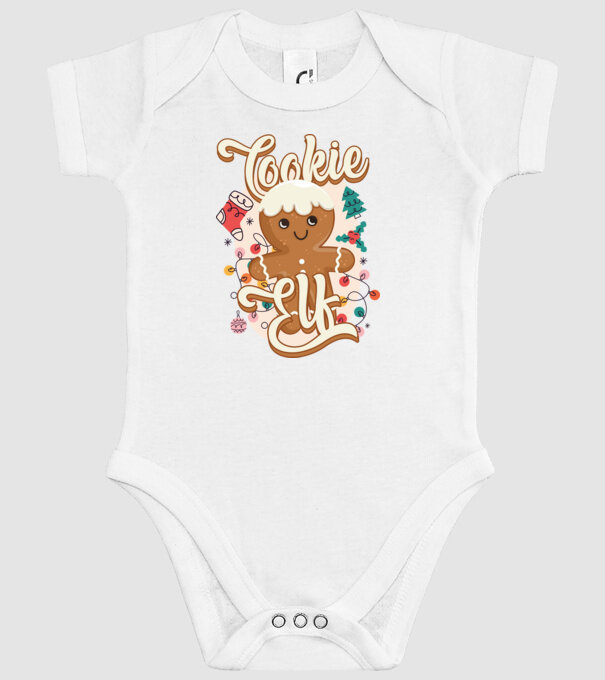 Cookie elf model alb pe tricou