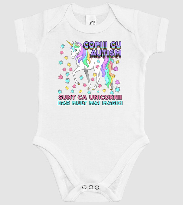 Copiii cu autism sunt ca unicornii, dar mult mai magici model alb pe tricou