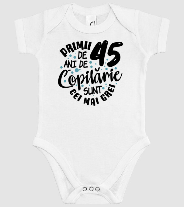 Copilărie 45 de ani model alb pe tricou