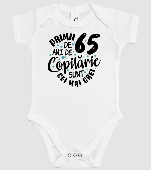 Copilărie 65 de ani model alb pe tricou