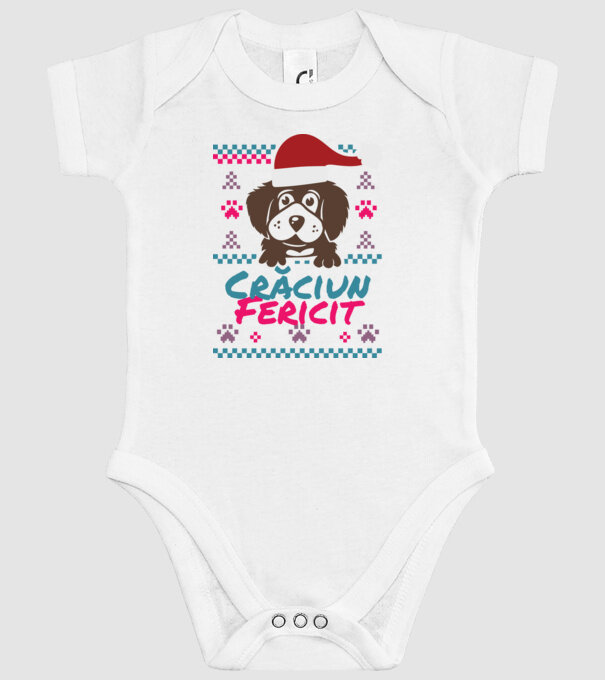 Crăciun Fericit câine model alb pe tricou