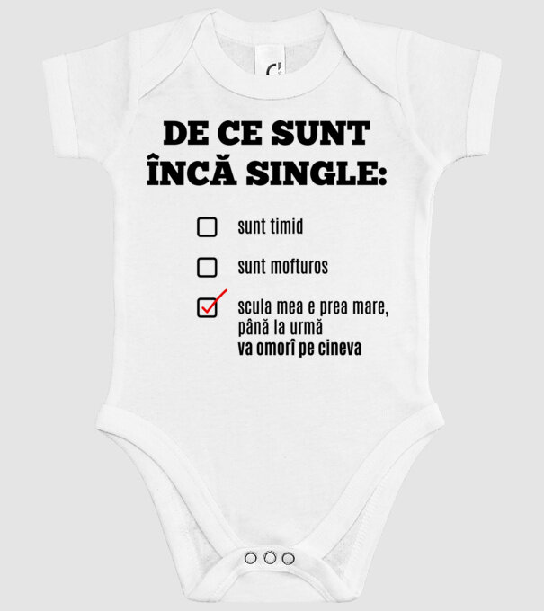 De ce sunt încă single: sunt timid, - sunt mofturos - scula mea e prea mare, până la urmă va omorî pe cineva model alb pe tricou