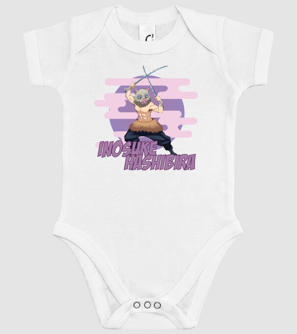 Demon Slayer Inosuke model alb pe tricou
