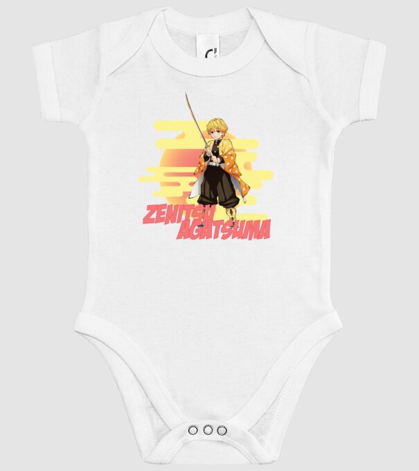 Demon Slayer Zenitsu model alb pe tricou