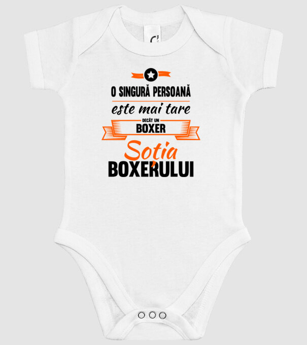 doar o persoană este mai tare decât un boxer, soția boxerului model alb pe tricou